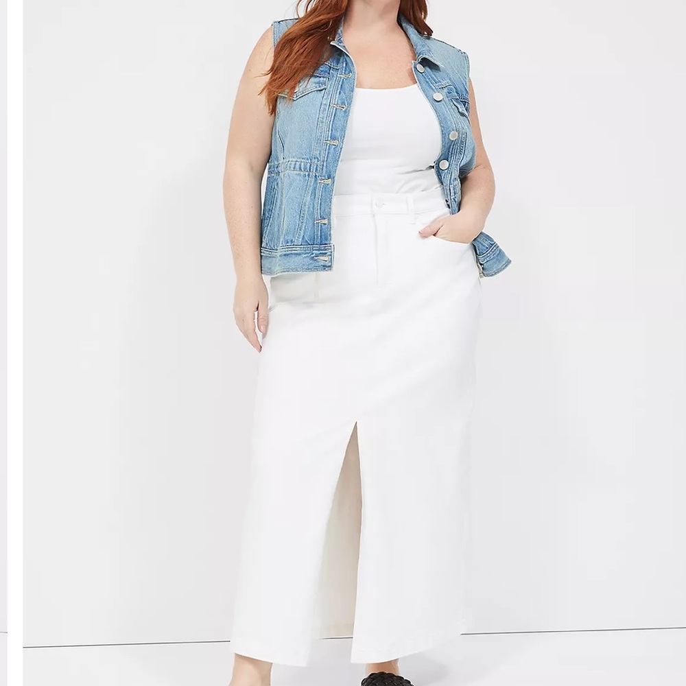 Lane Bryant White Denim Maxi Skirt